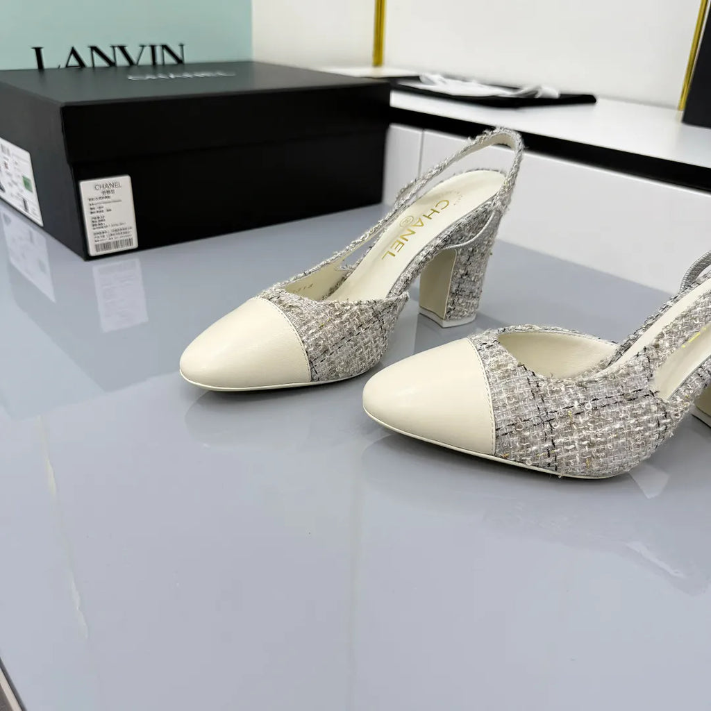 Chanel Women's Slingback Classic Heels Lambskin Leather