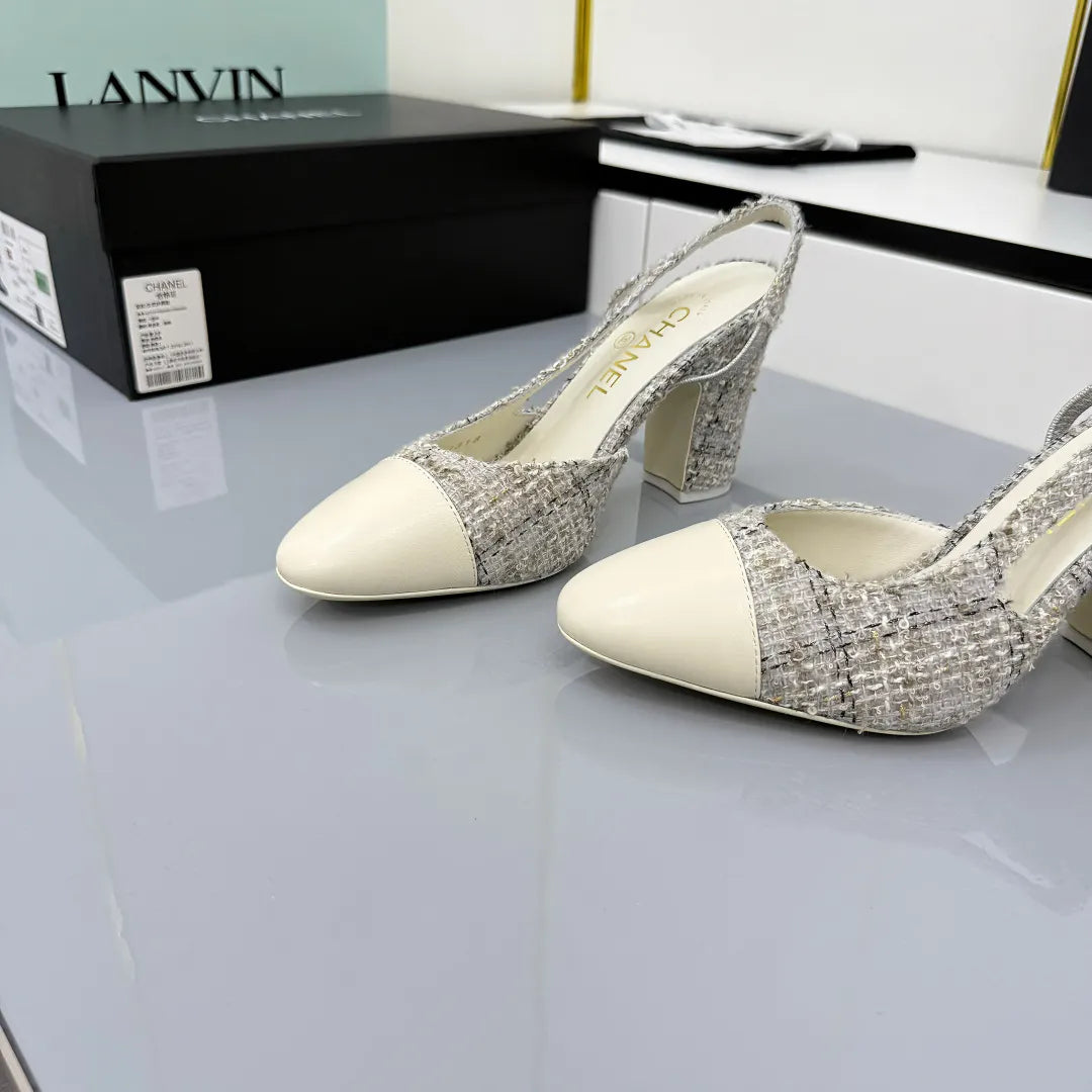 Chanel Women's Slingback Classic Heels Lambskin Leather