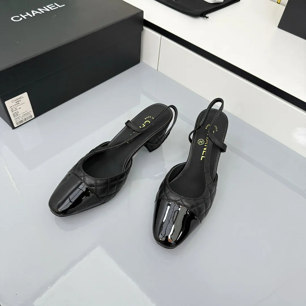Chanel Women's Slingback Classic Heels Lambskin Leather