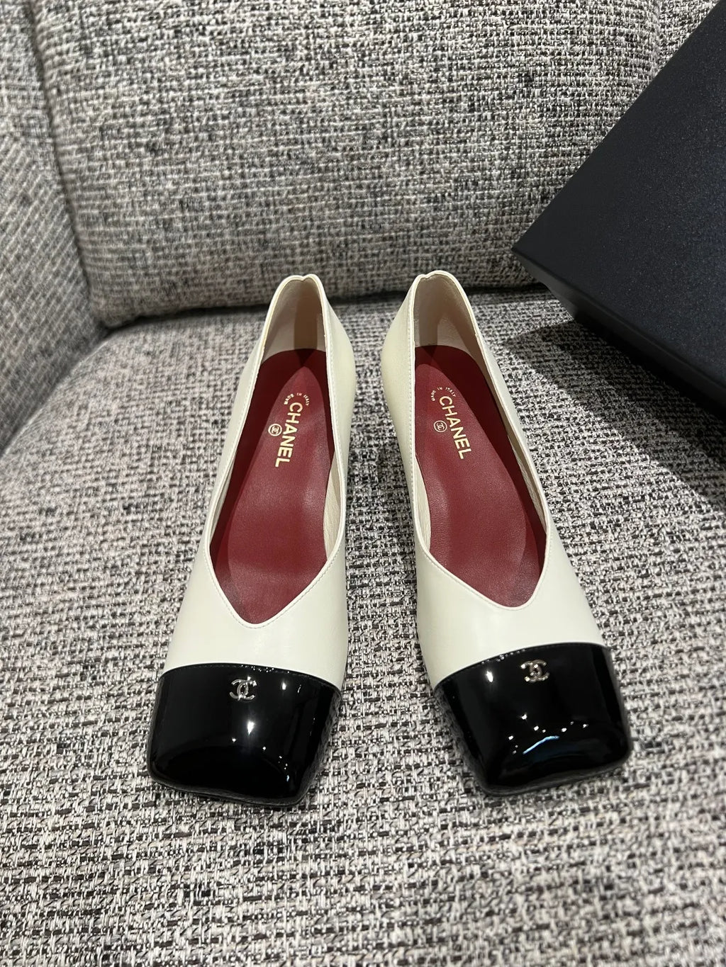 Chanel Women's Square Toe Mid-Heel Sandals 2.4in