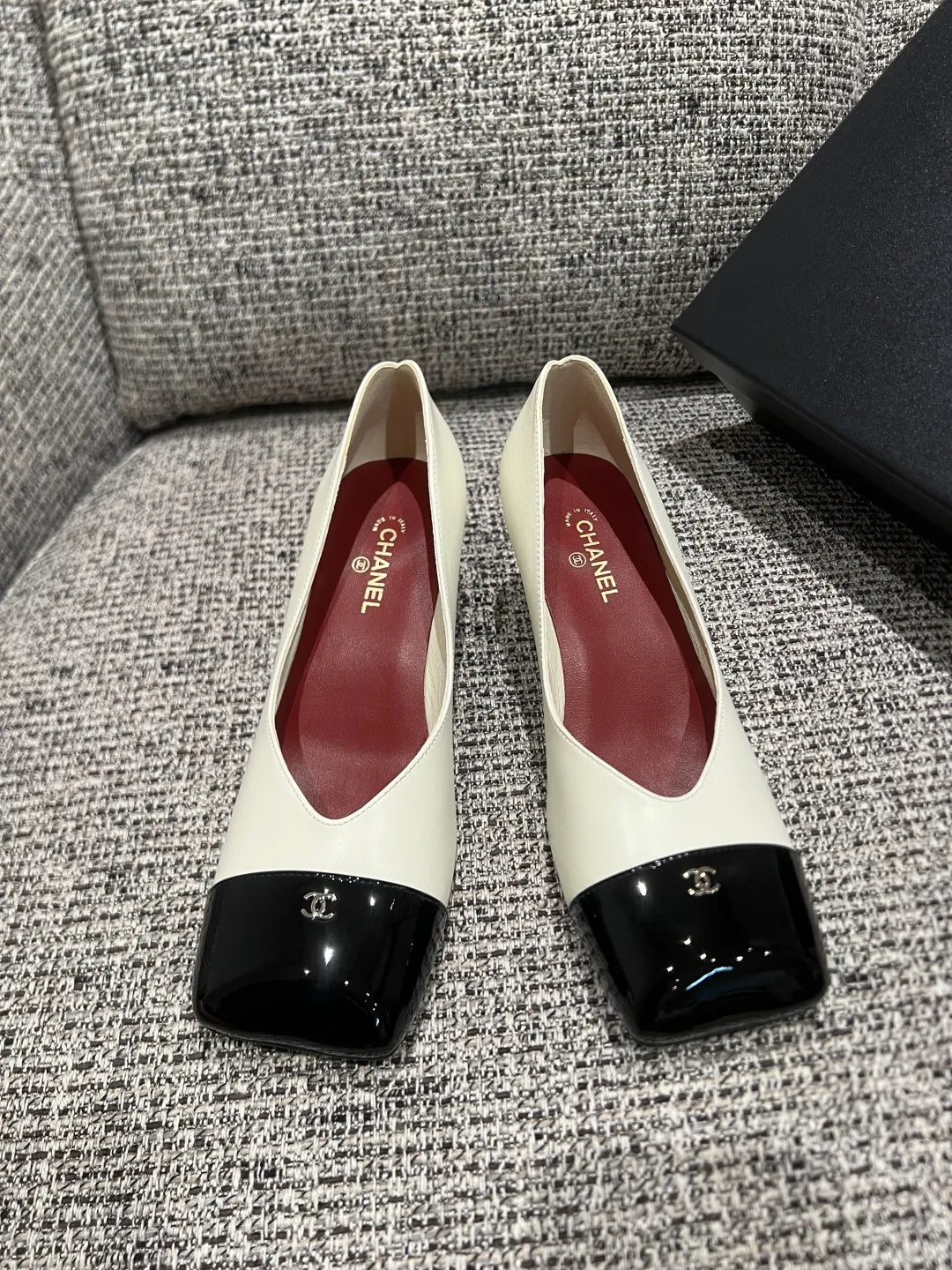 Chanel Women's Square Toe Mid-Heel Sandals 2.4in