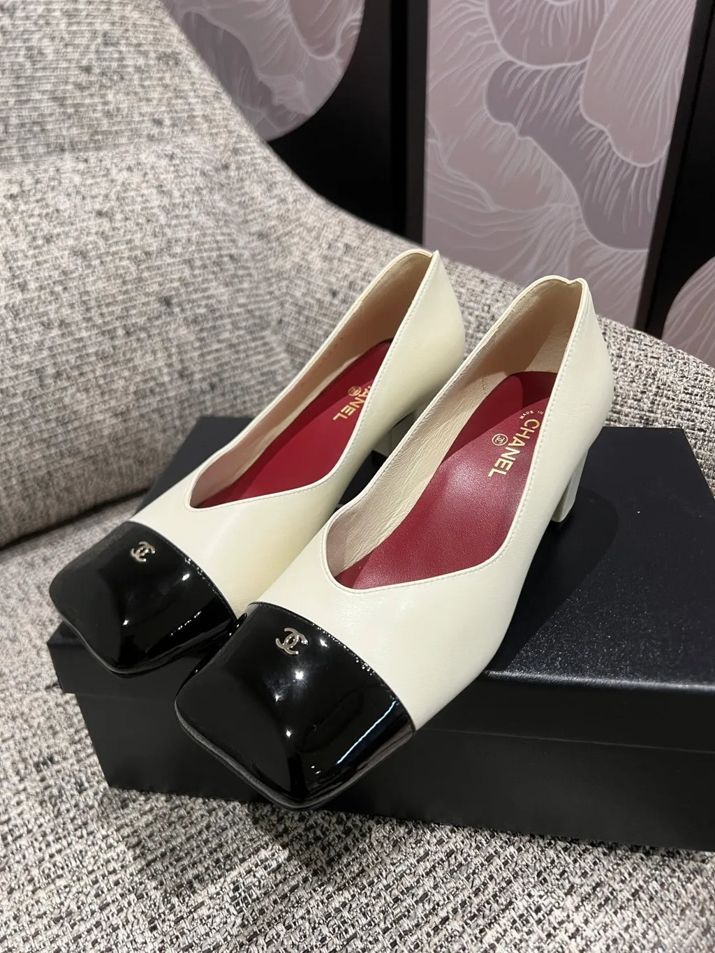 Chanel Women's Square Toe Mid-Heel Sandals 2.4in