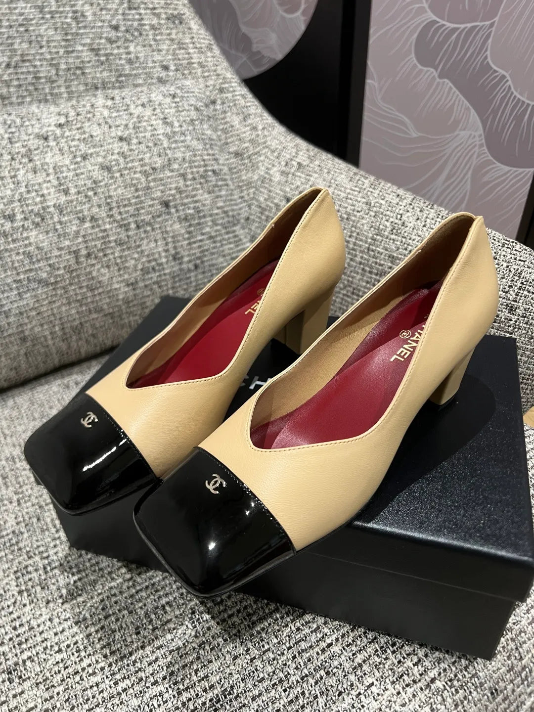 Chanel Women's Square Toe Mid-Heel Sandals 2.4in