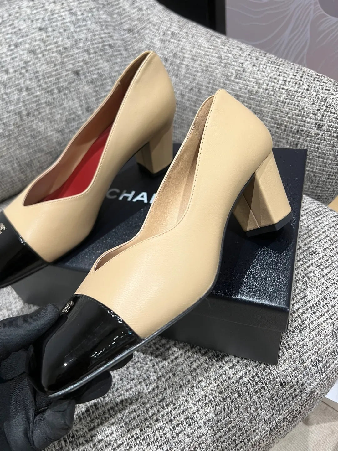Chanel Women's Square Toe Mid-Heel Sandals 2.4in