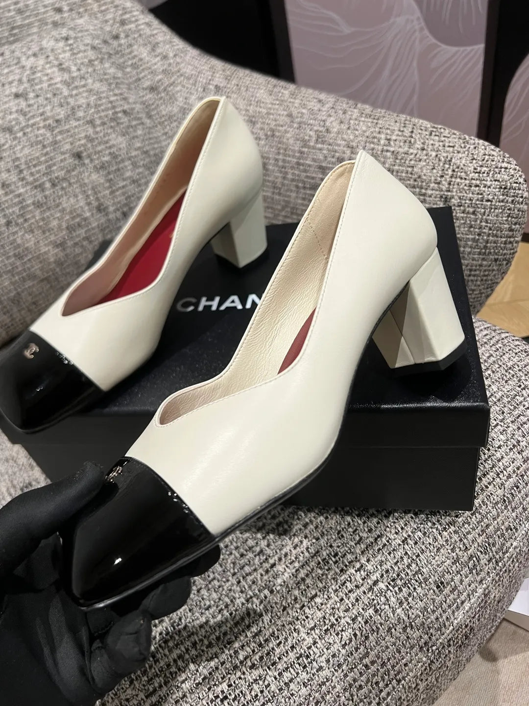 Chanel Women's Square Toe Mid-Heel Sandals 2.4in