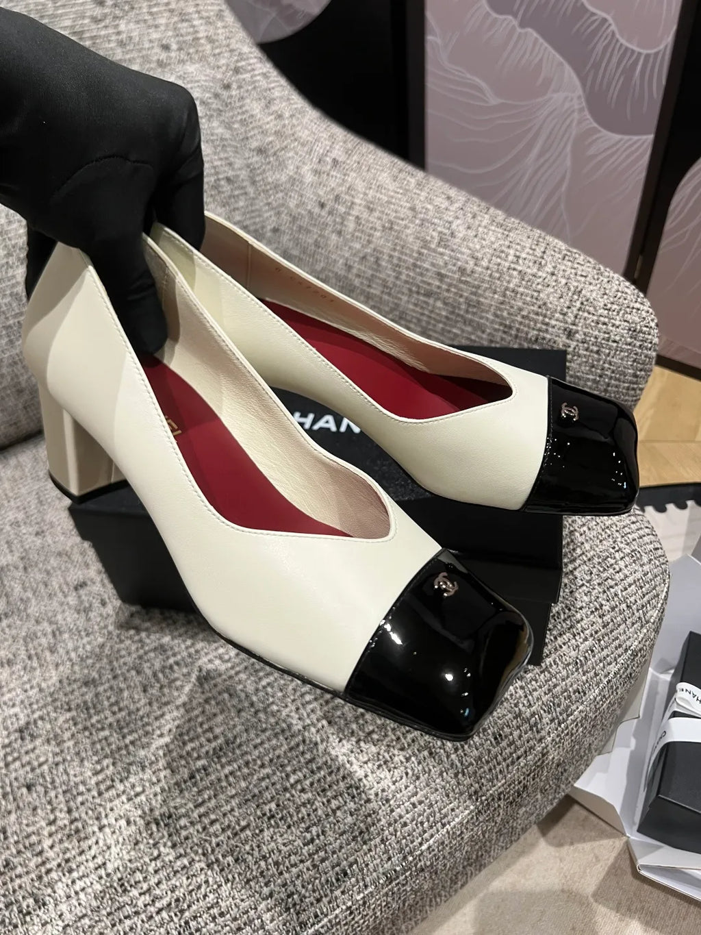 Chanel Women's Square Toe Mid-Heel Sandals 2.4in