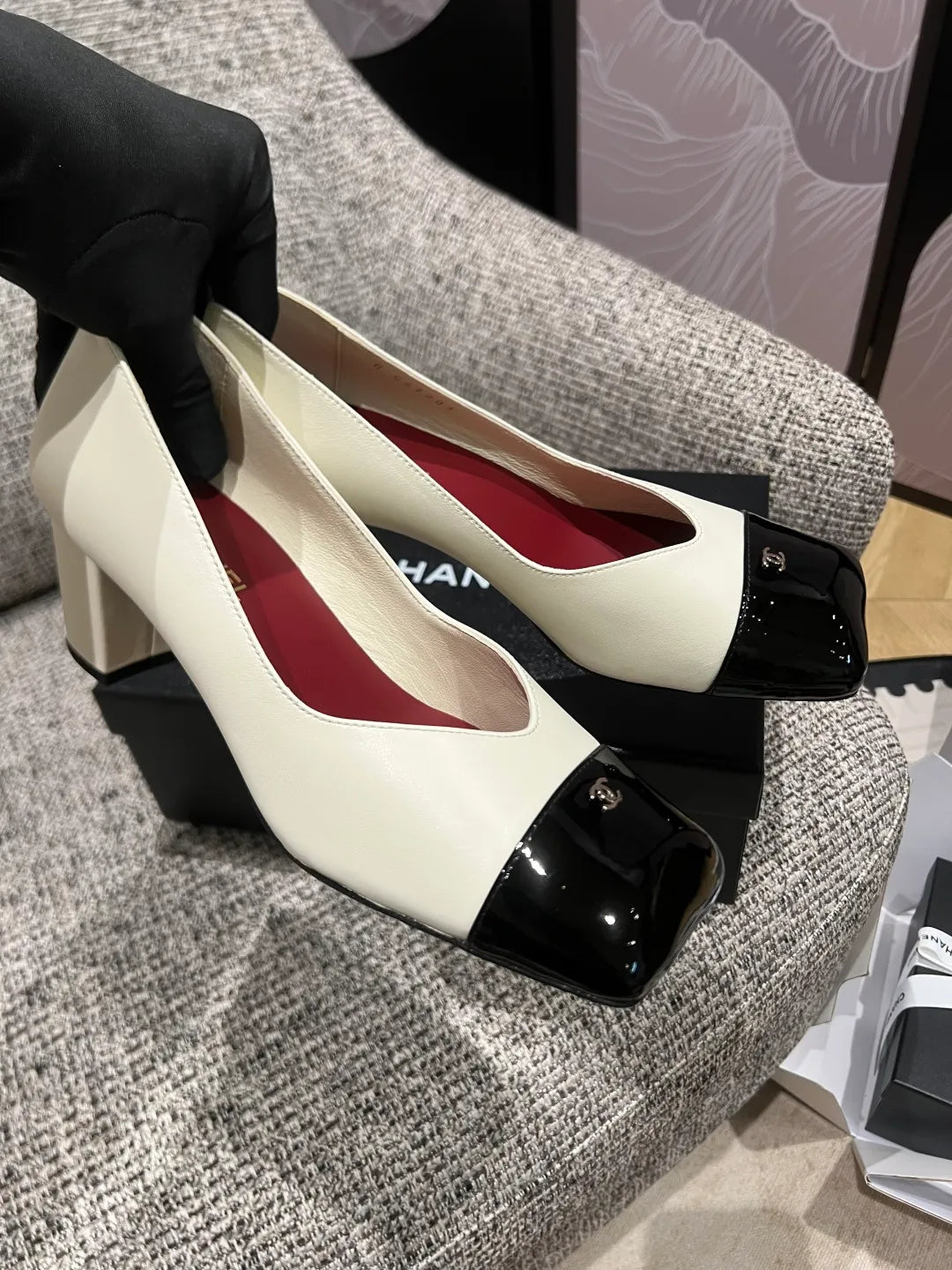 Chanel Women's Square Toe Mid-Heel Sandals 2.4in