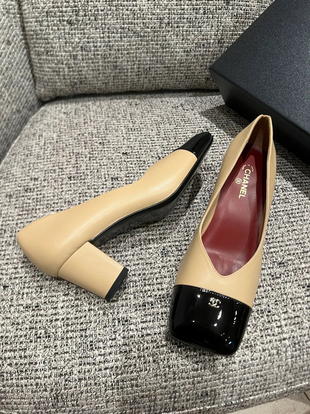Chanel Women's Square Toe Mid-Heel Sandals 2.4in