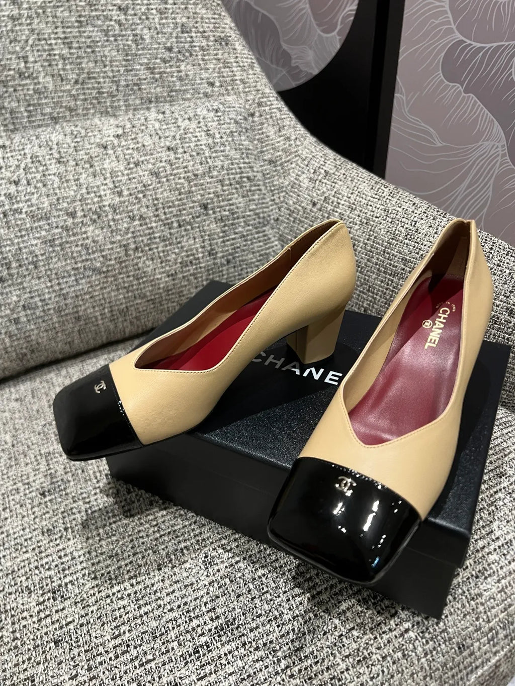 Chanel Women's Square Toe Mid-Heel Sandals 2.4in
