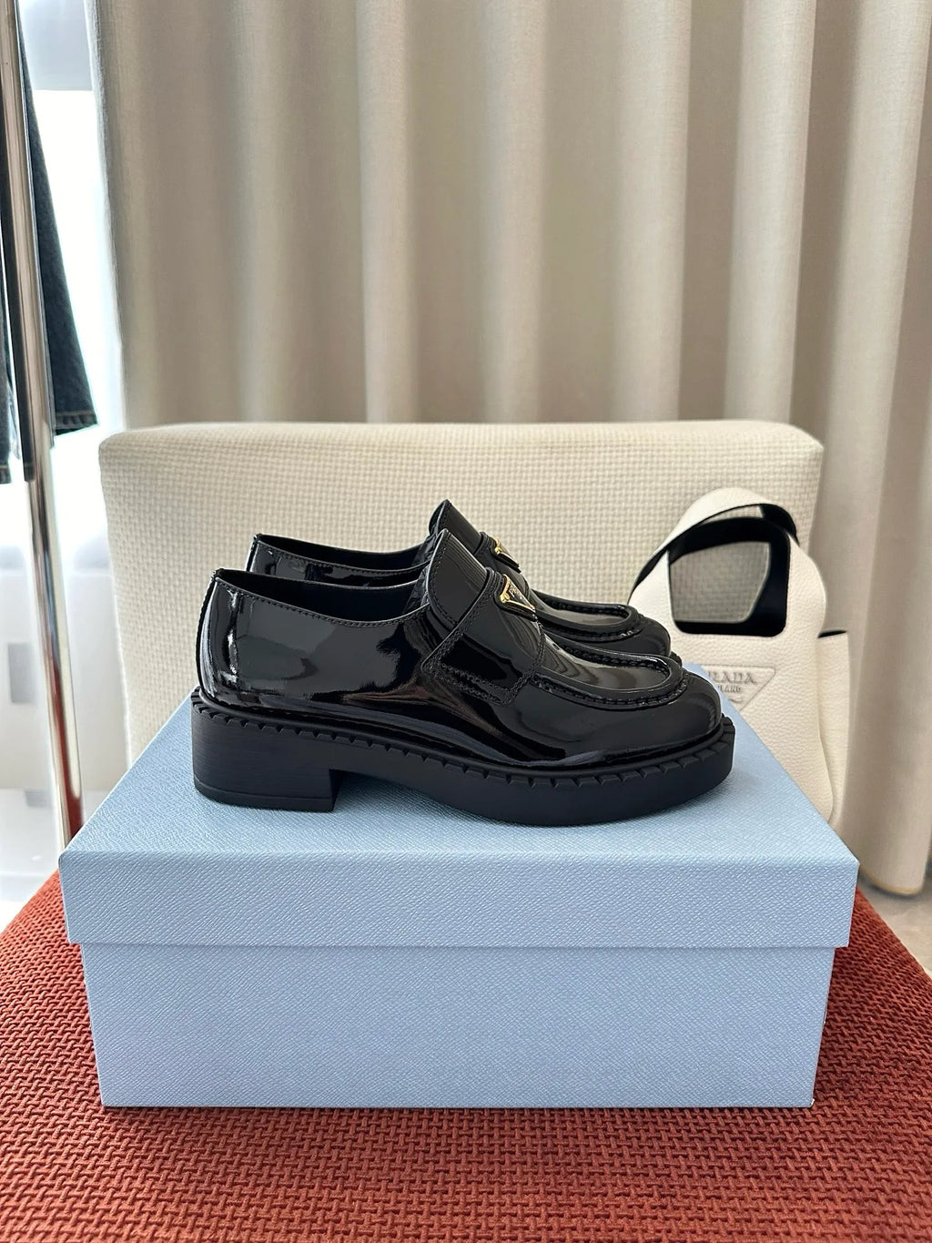 Chocolate Gold Label Patent Leather Loafers 273794