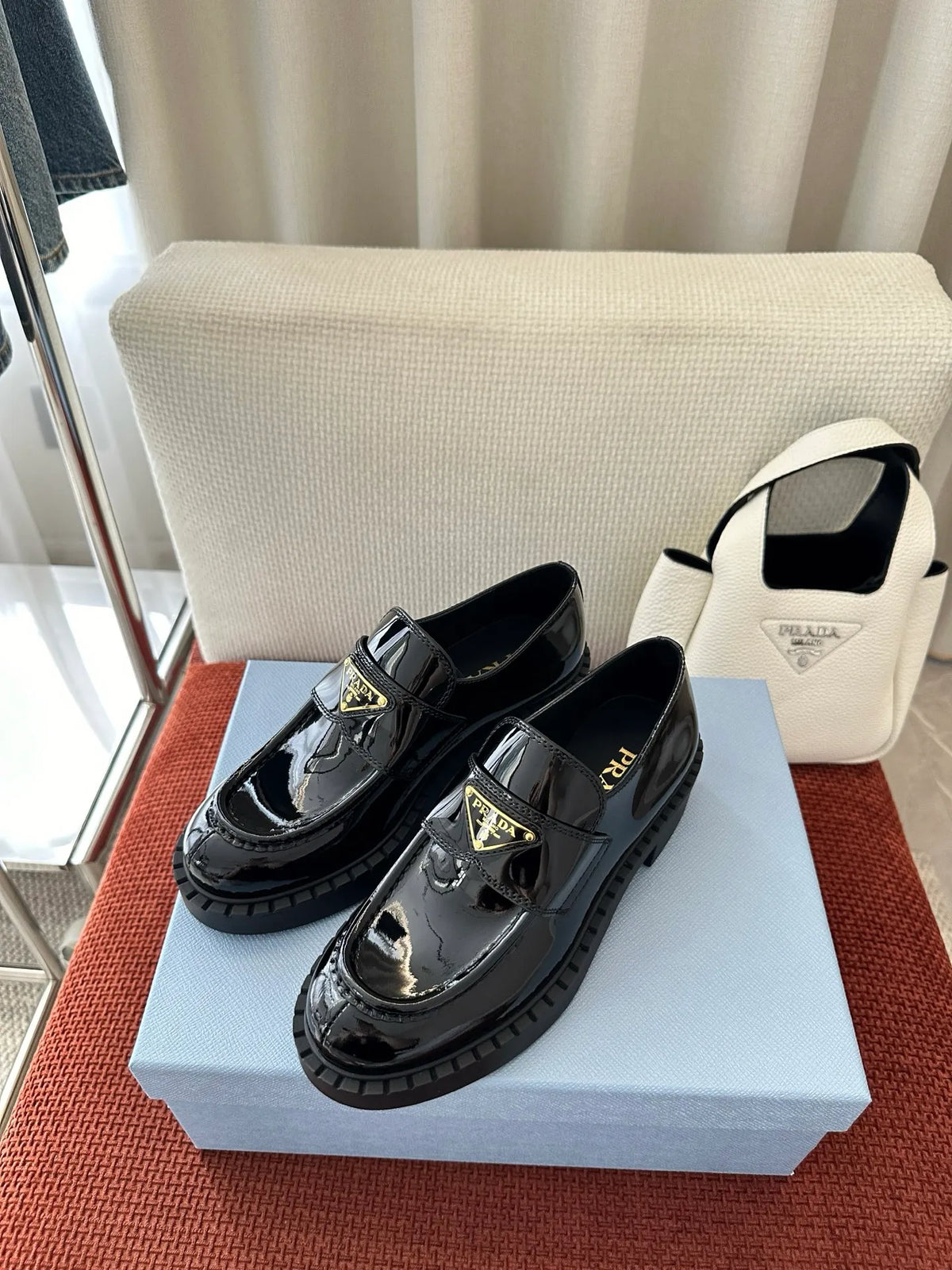 Chocolate Gold Label Patent Leather Loafers 273794