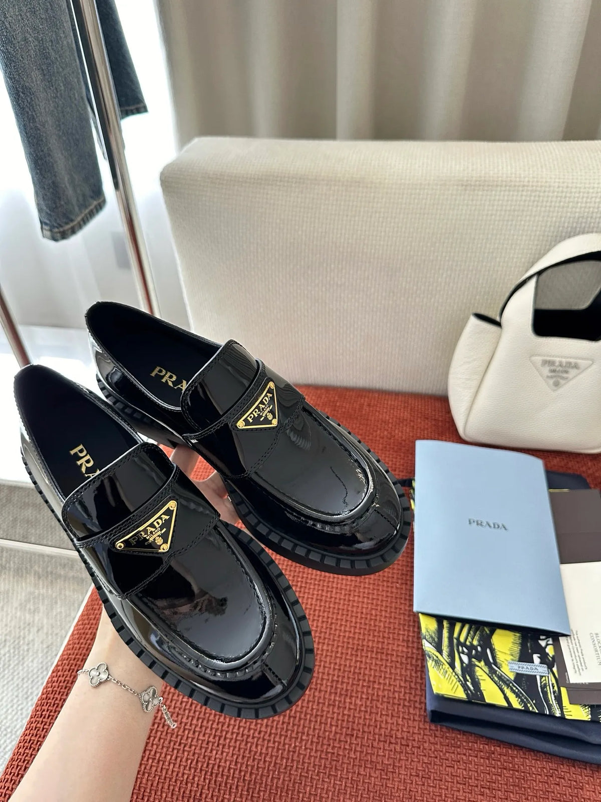 Chocolate Gold Label Patent Leather Loafers 273794