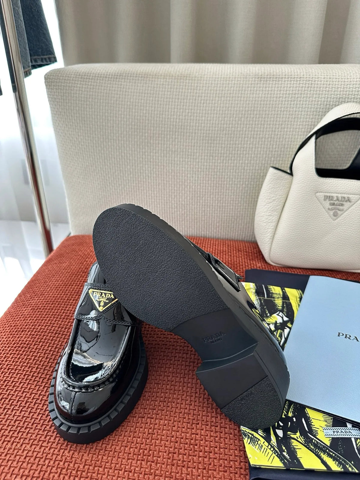 Chocolate Gold Label Patent Leather Loafers 273794