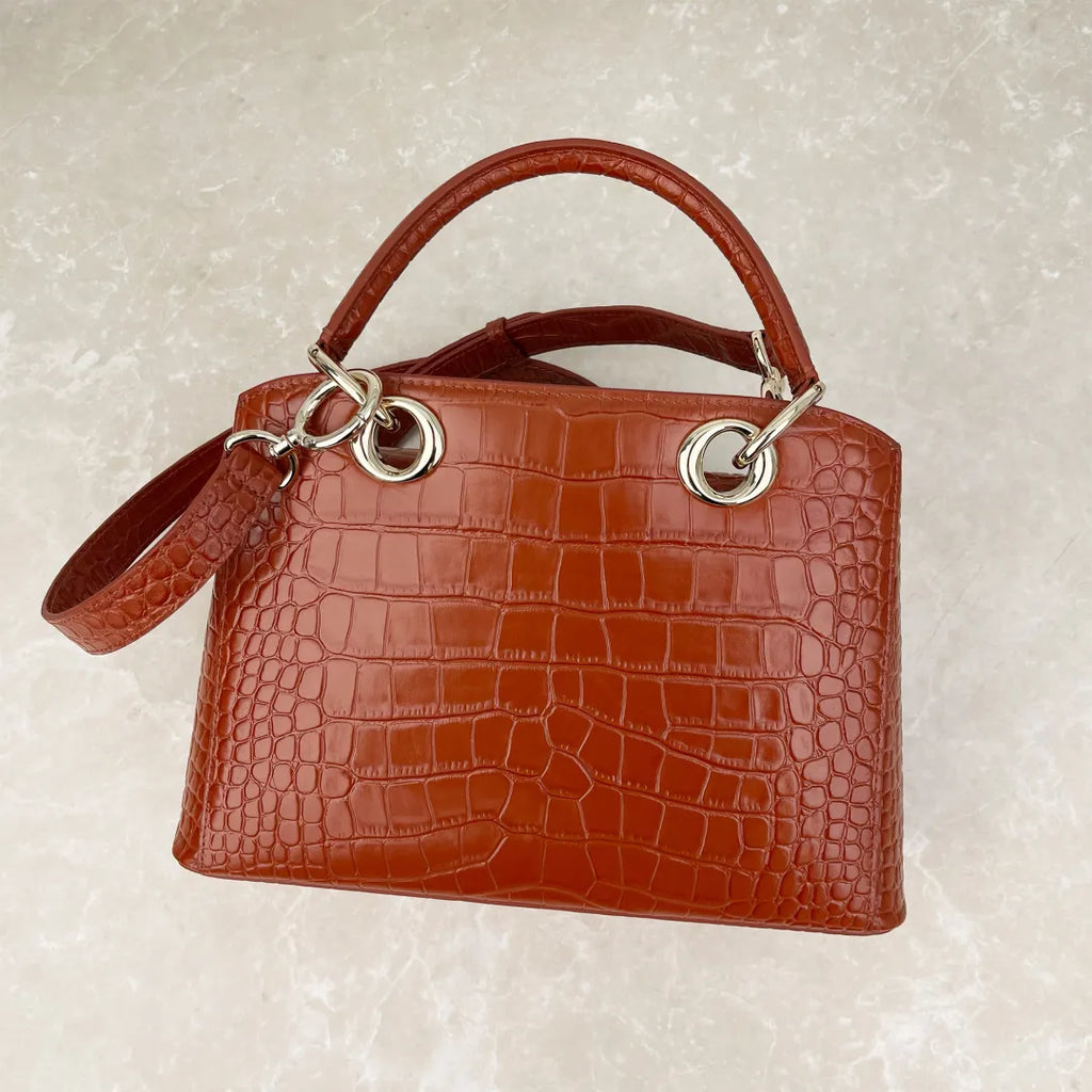 Crocodile Brown 11.0 in Handbag 0737