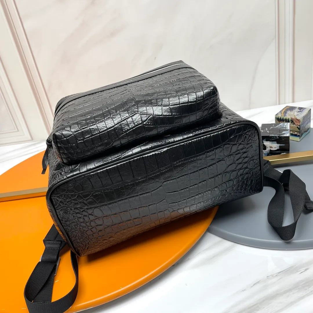 Crocodile Embossed Leather 15.0 in Backpack 326865