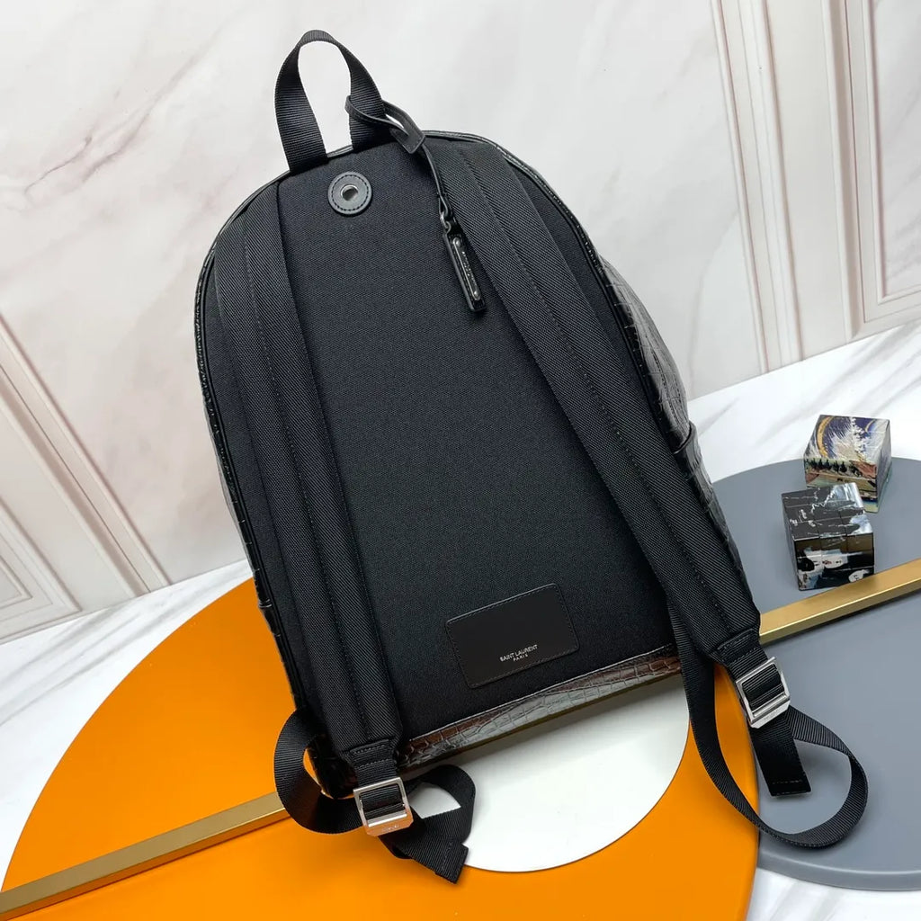 Crocodile Embossed Leather 15.0 in Backpack 326865