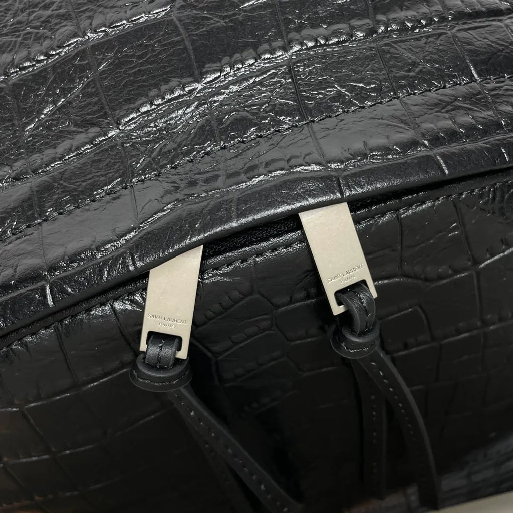 Crocodile Embossed Leather 15.0 in Backpack 326865