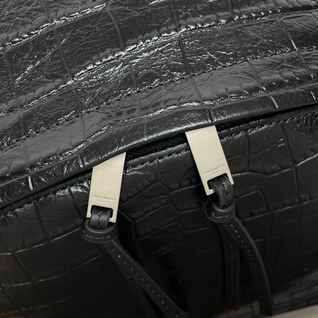 Crocodile Embossed Leather 15.0 in Backpack 326865