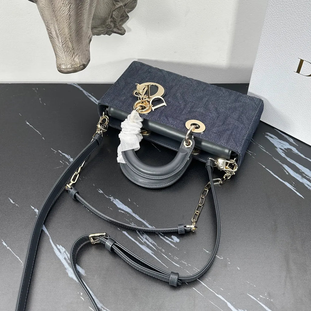 D-Joy 9.8 in Embossed Denim Bag 0540