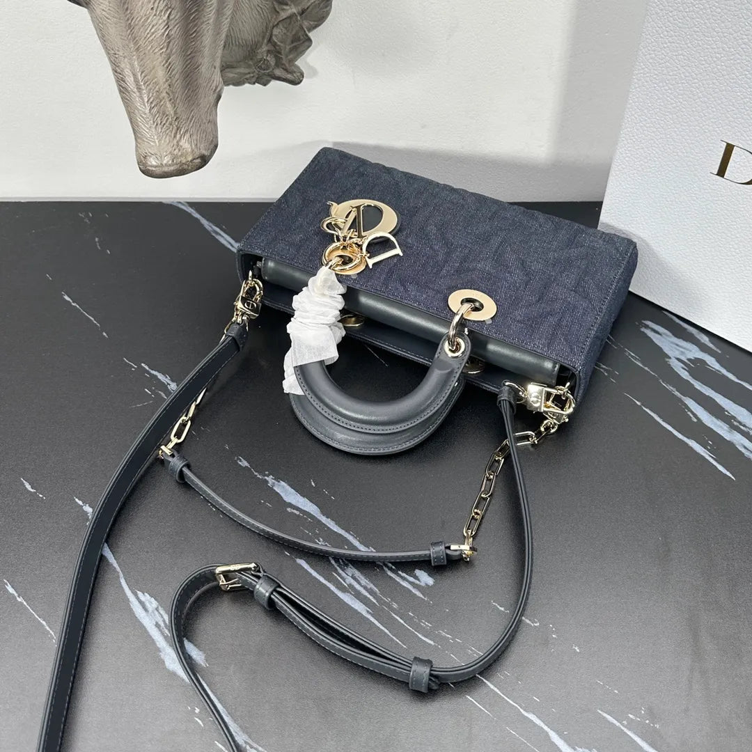 D-Joy 9.8 in Embossed Denim Bag 0540