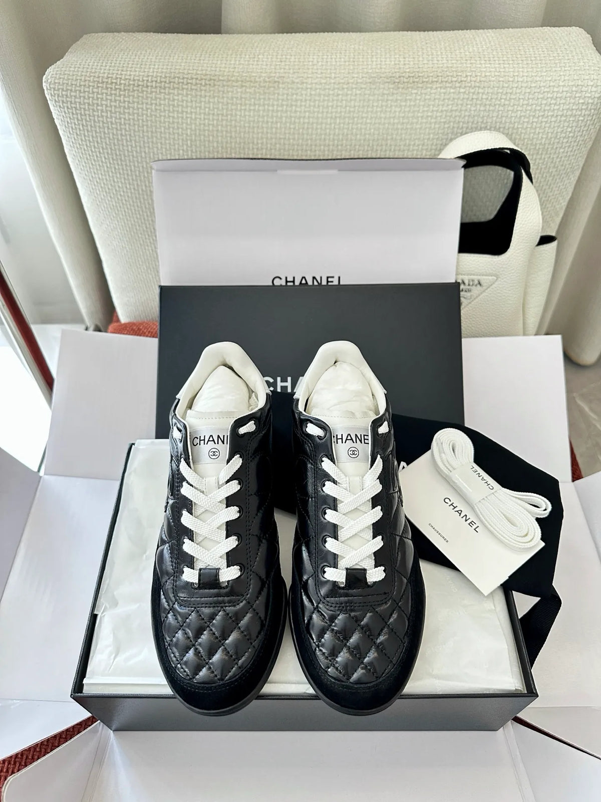 Diamond Pattern Lambskin Tennis Sneakers 273799