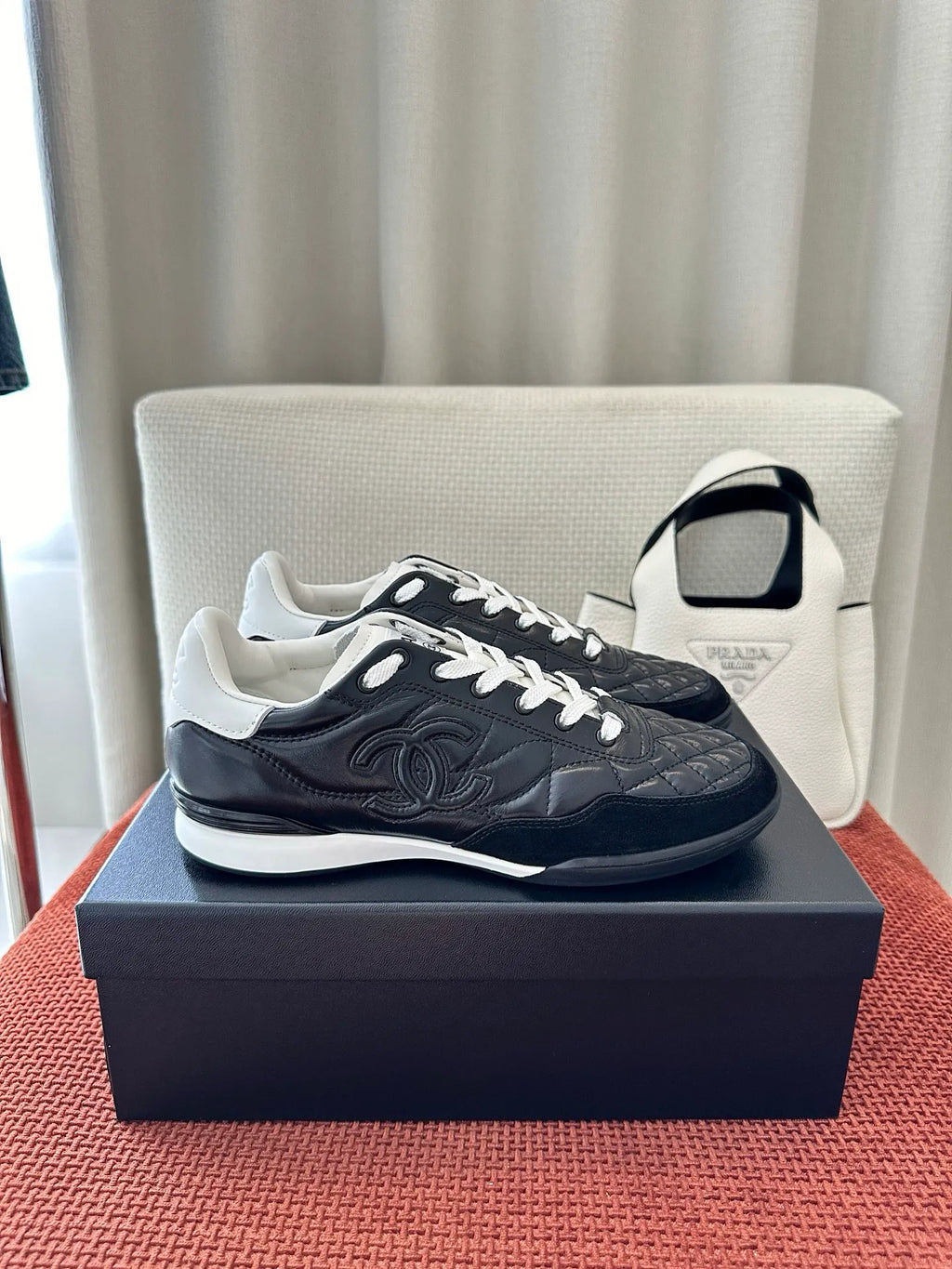Diamond Pattern Lambskin Tennis Sneakers 273799