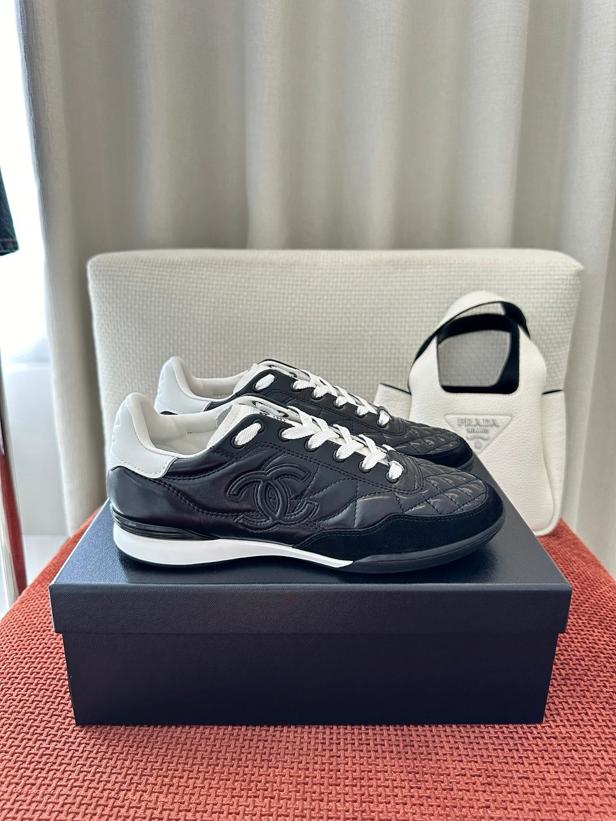Diamond Pattern Lambskin Tennis Sneakers 273799