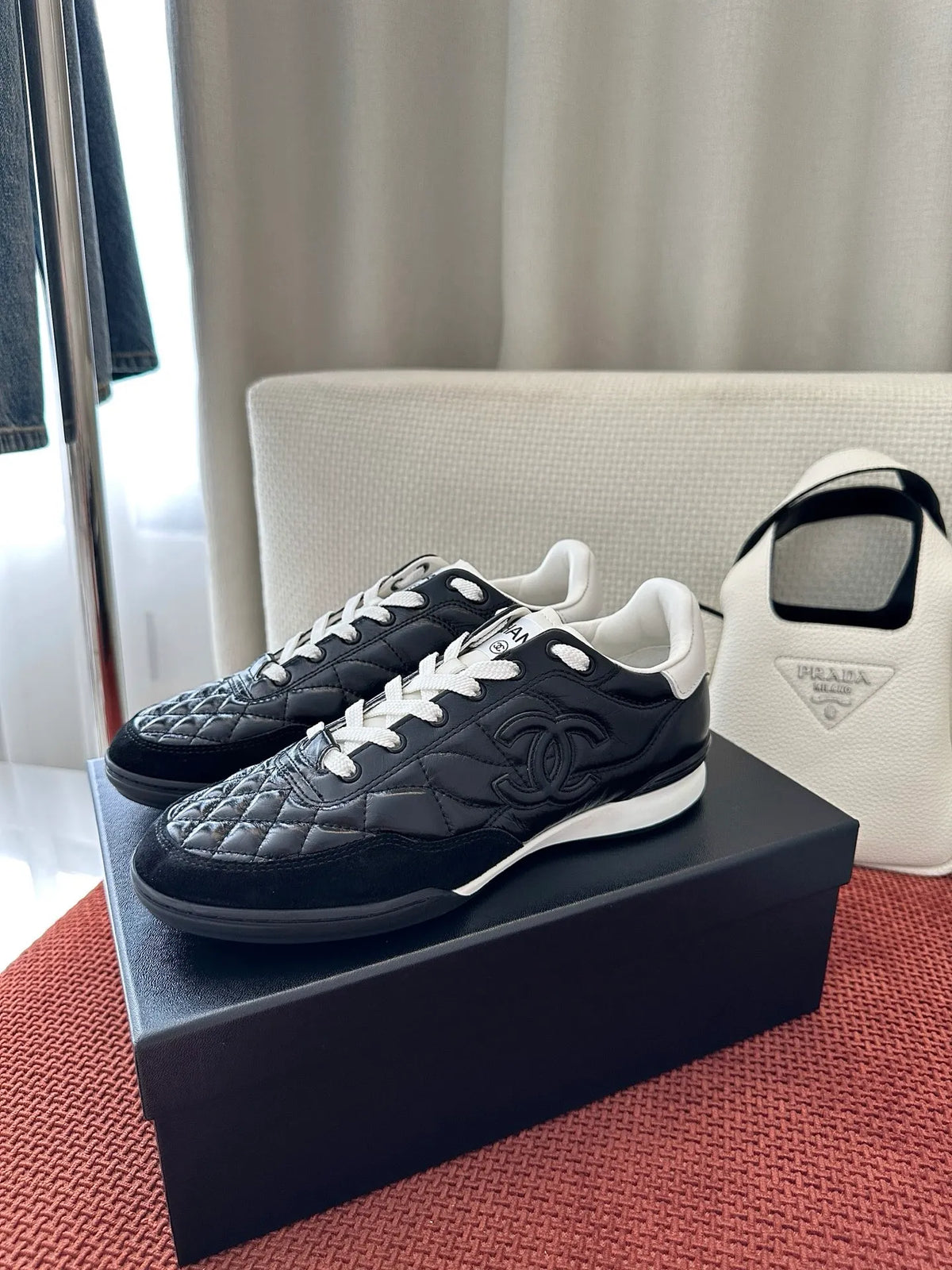 Diamond Pattern Lambskin Tennis Sneakers 273799