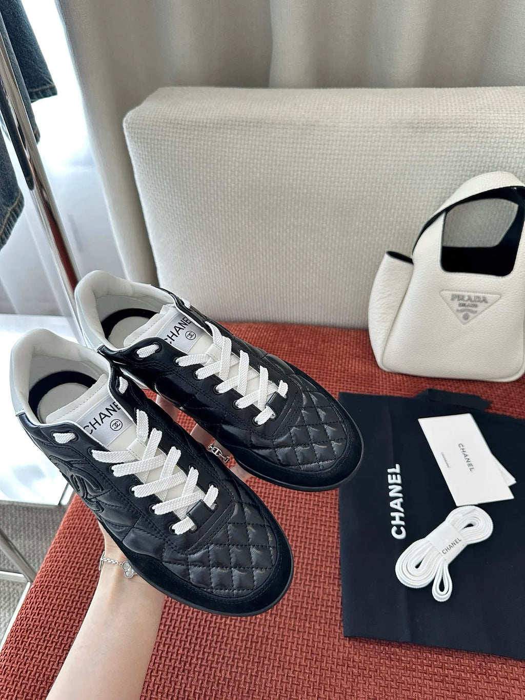 Diamond Pattern Lambskin Tennis Sneakers 273799