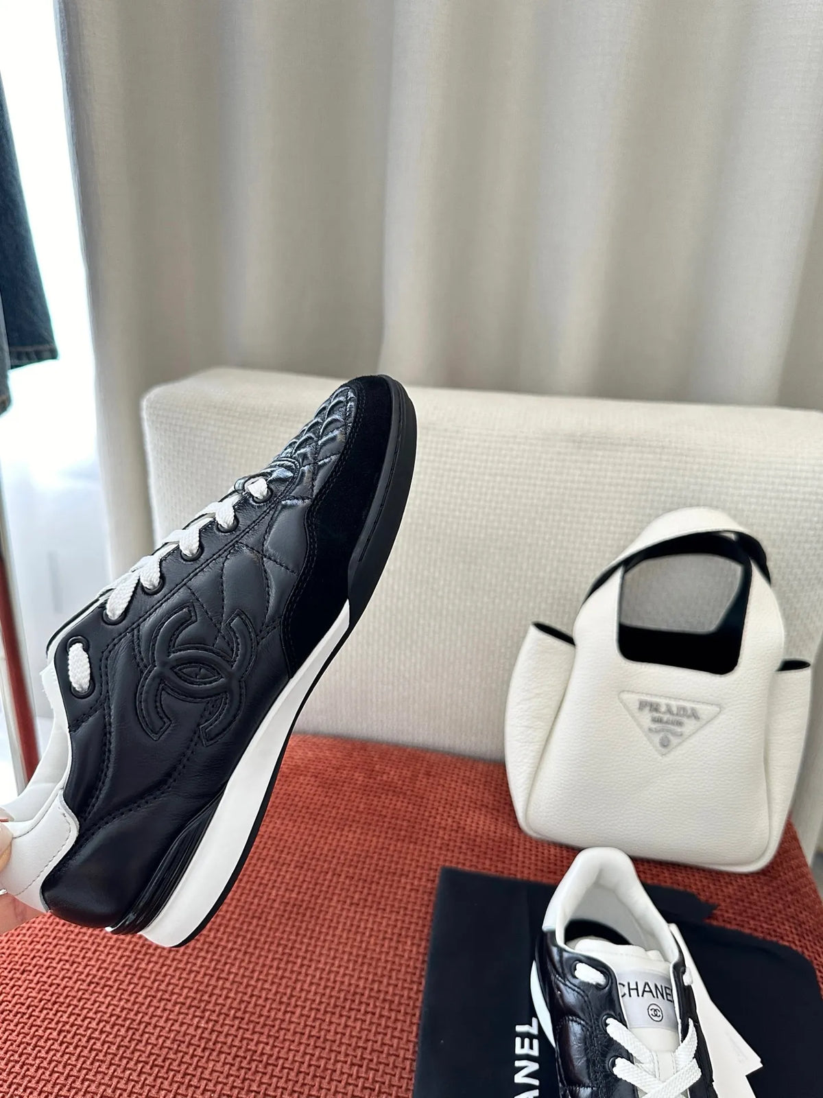 Diamond Pattern Lambskin Tennis Sneakers 273799