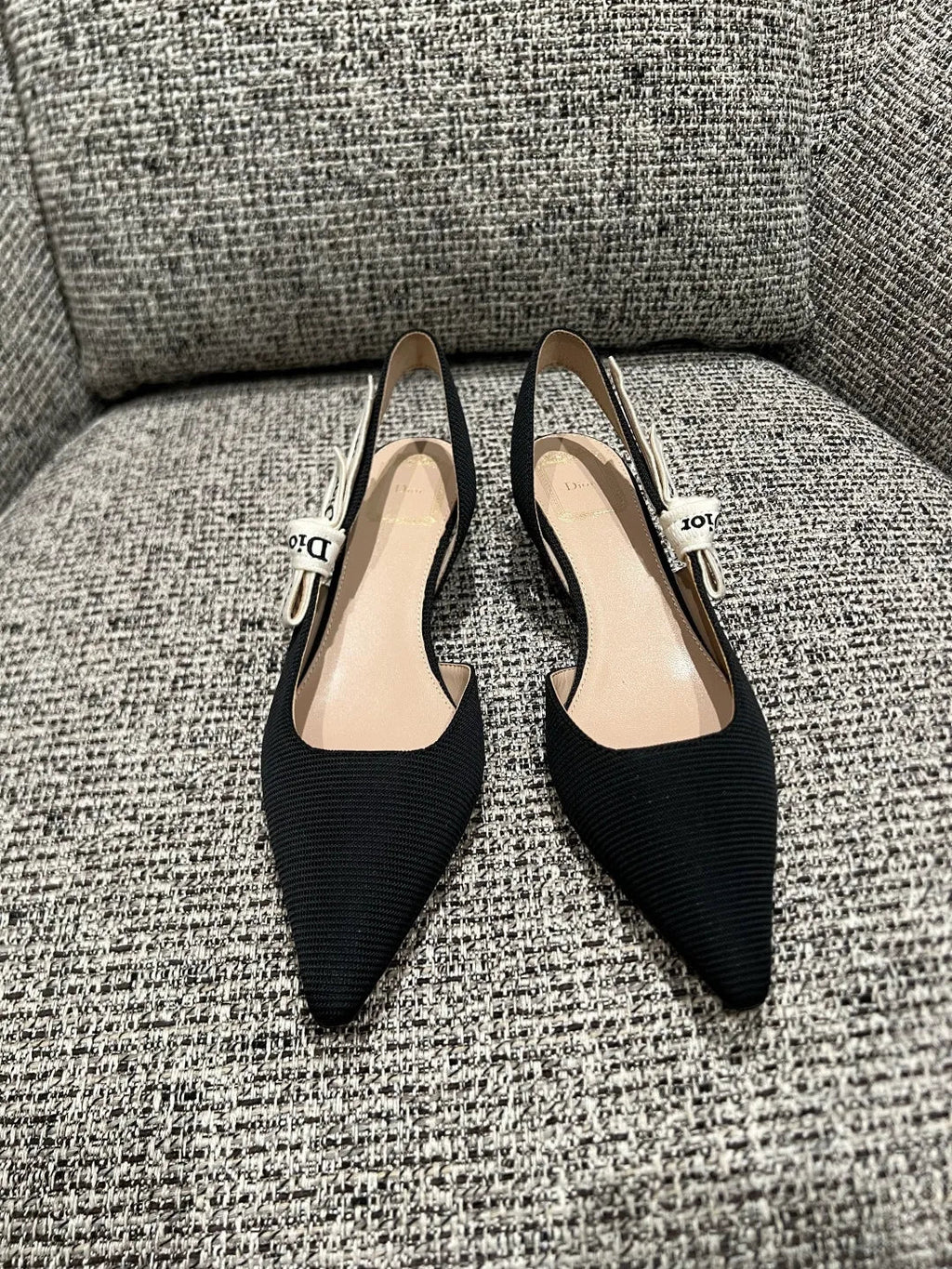 Dior 2026 Women's Ribbed Fabric Kitten Heel Shoes 1.4in