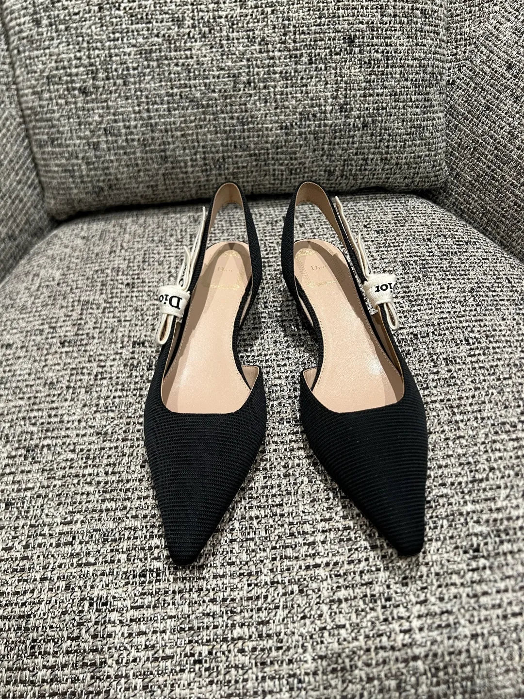 Dior 2026 Women's Ribbed Fabric Kitten Heel Shoes 1.4in