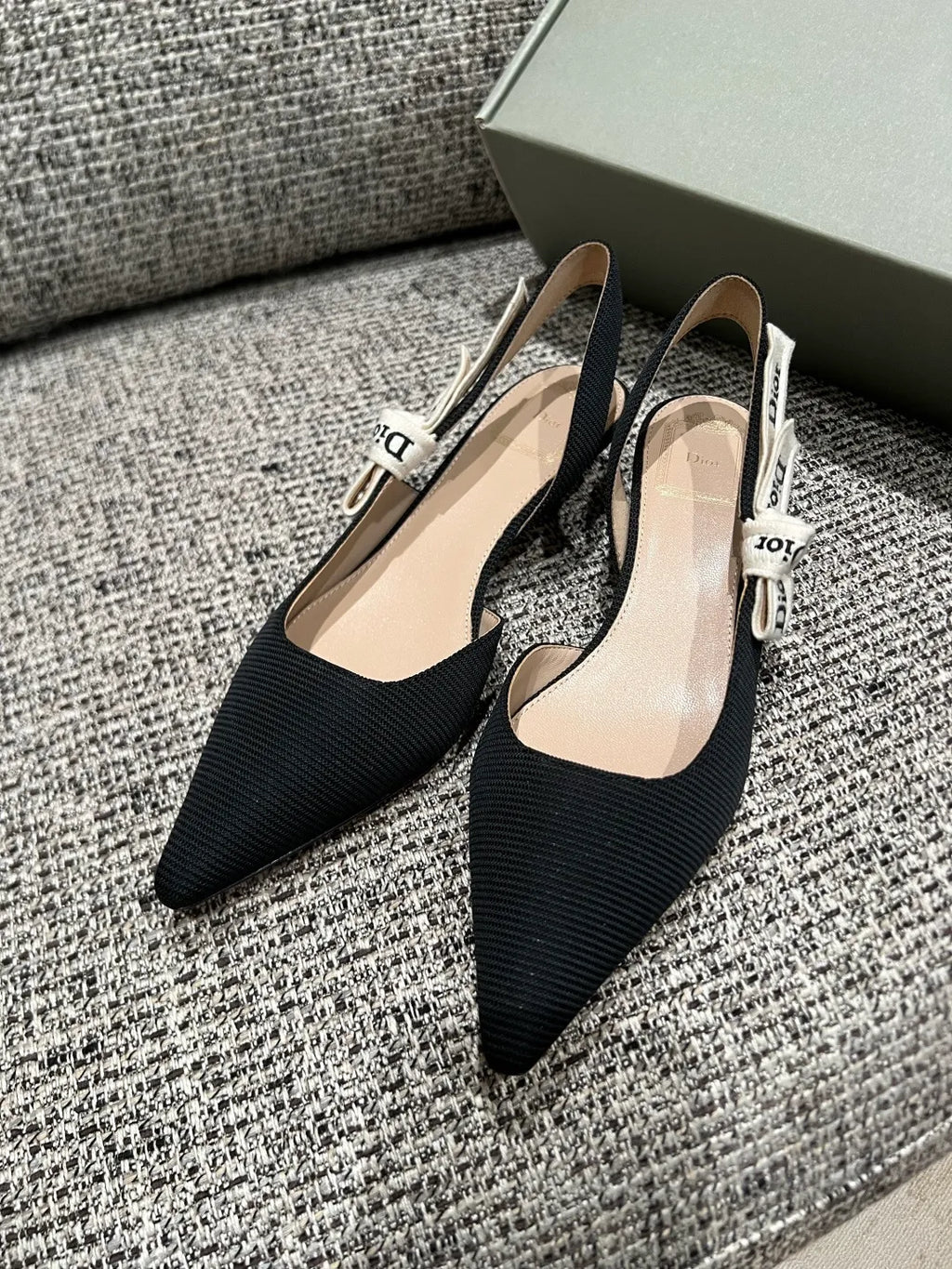Dior 2026 Women's Ribbed Fabric Kitten Heel Shoes 1.4in