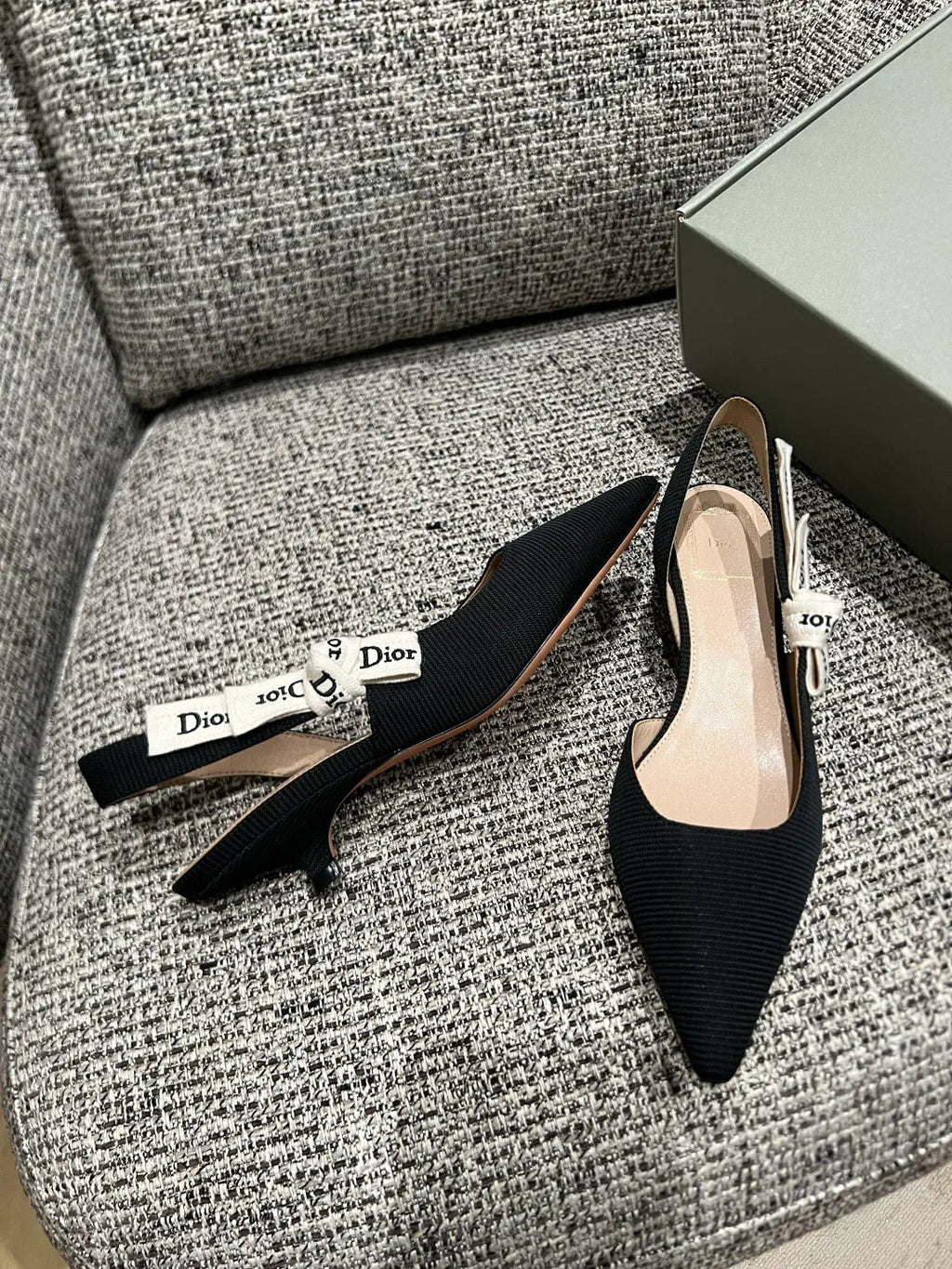 Dior 2026 Women's Ribbed Fabric Kitten Heel Shoes 1.4in