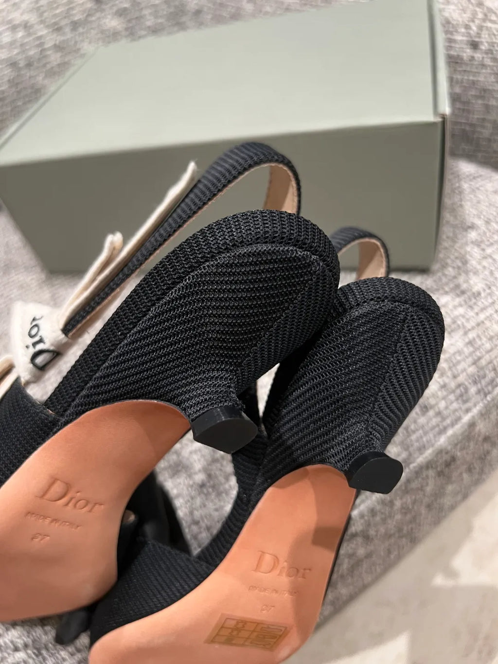Dior 2026 Women's Ribbed Fabric Kitten Heel Shoes 1.4in