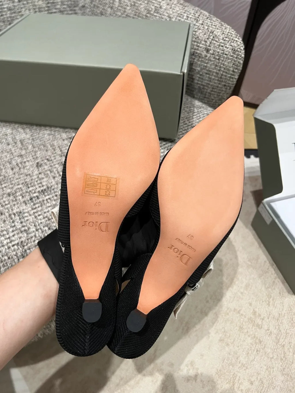Dior 2026 Women's Ribbed Fabric Kitten Heel Shoes 1.4in