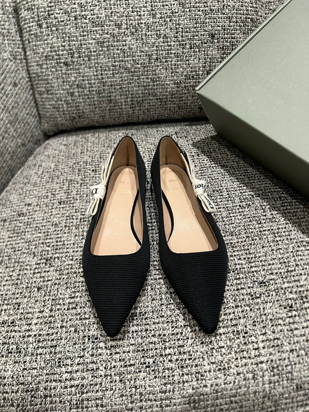 Dior 2026 Women's Ribbed Fabric Kitten Heel Shoes