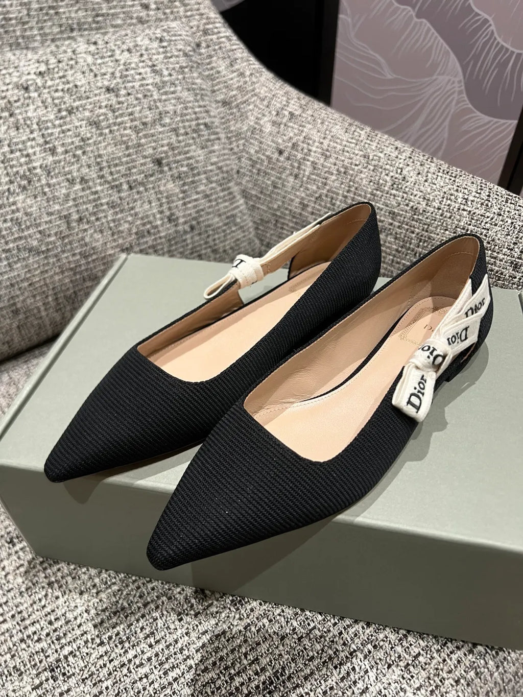 Dior 2026 Women's Ribbed Fabric Kitten Heel Shoes