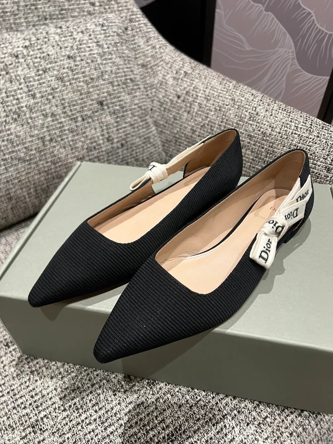 Dior 2026 Women's Ribbed Fabric Kitten Heel Shoes