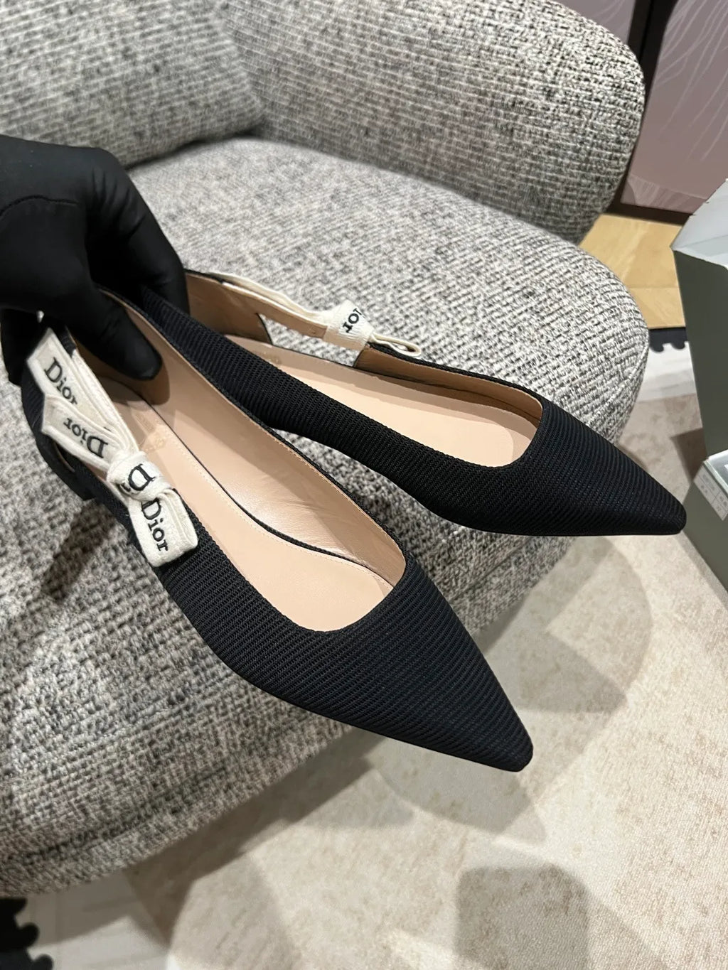 Dior 2026 Women's Ribbed Fabric Kitten Heel Shoes