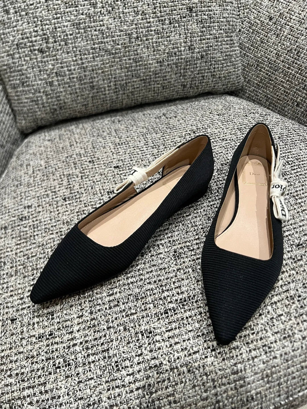Dior 2026 Women's Ribbed Fabric Kitten Heel Shoes