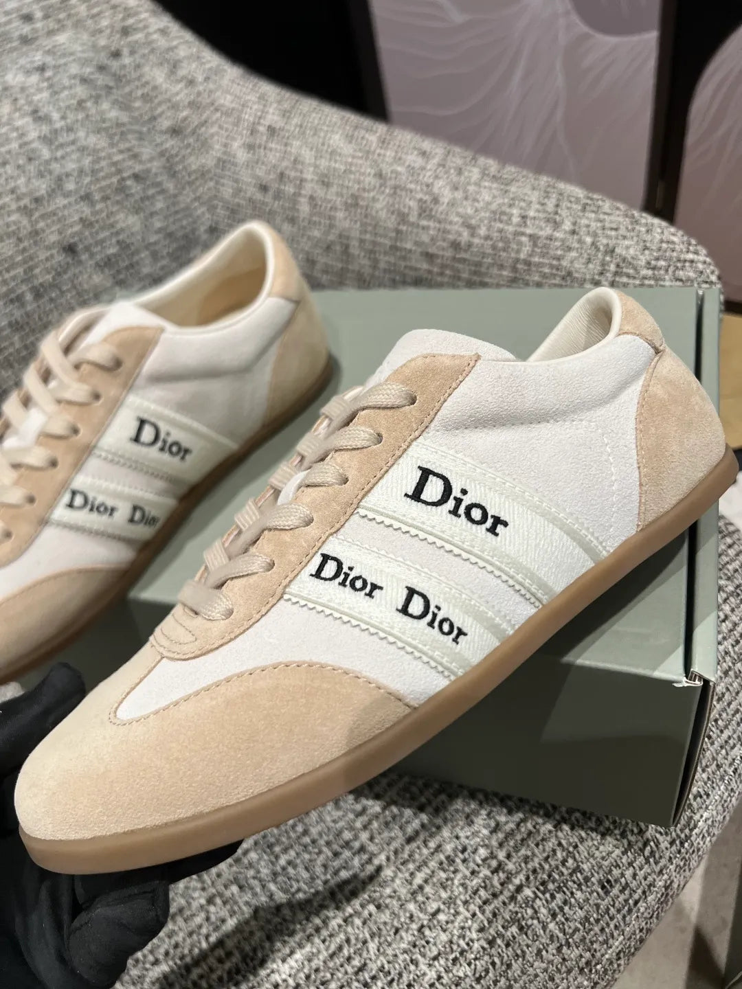 Dior 26Ss Women's Ribbon Embroidered Suede German Training Shoes