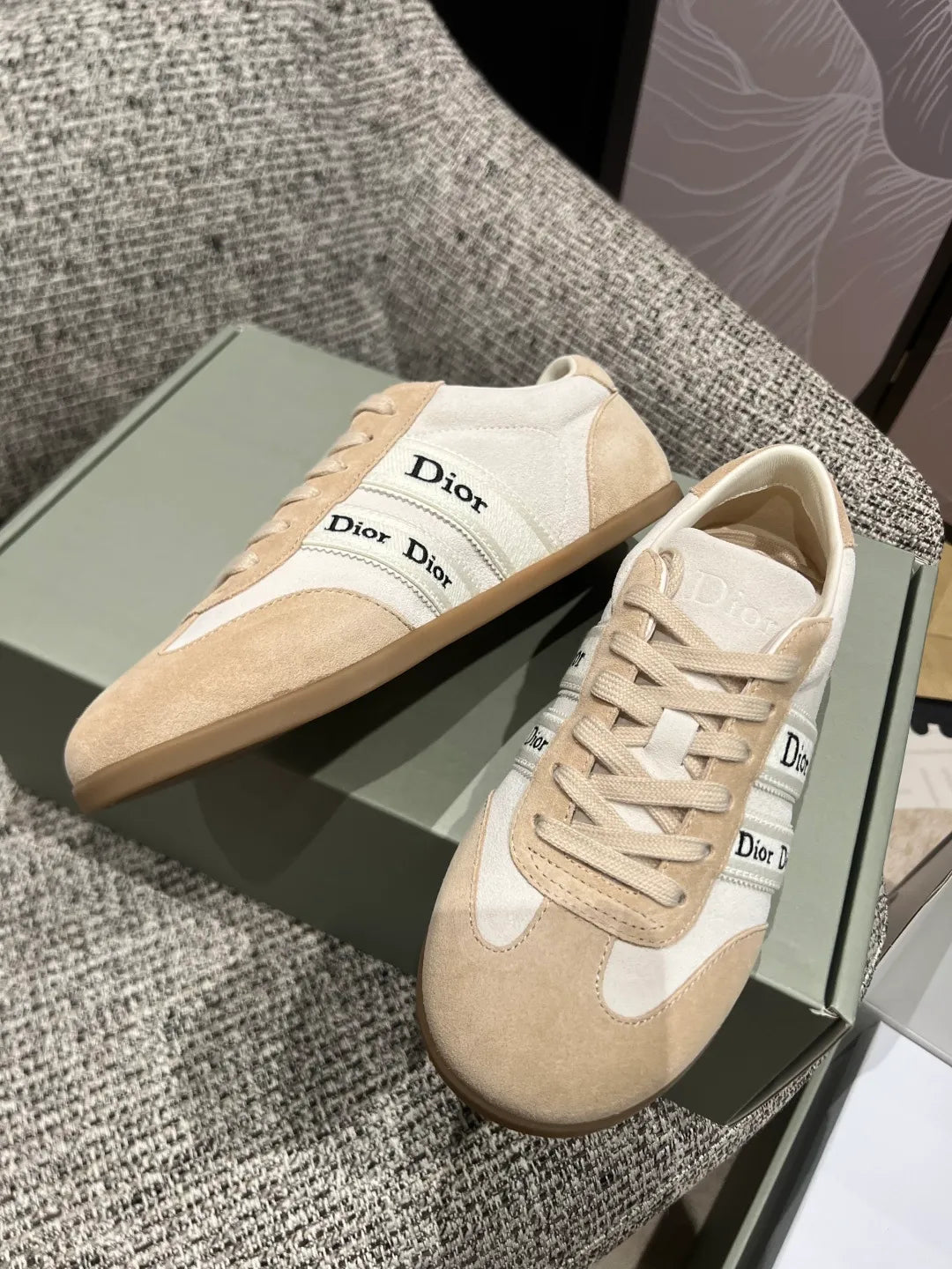 Dior 26Ss Women's Ribbon Embroidered Suede German Training Shoes