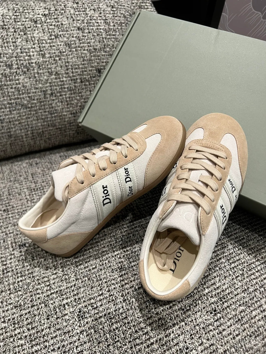 Dior 26Ss Women's Ribbon Embroidered Suede German Training Shoes