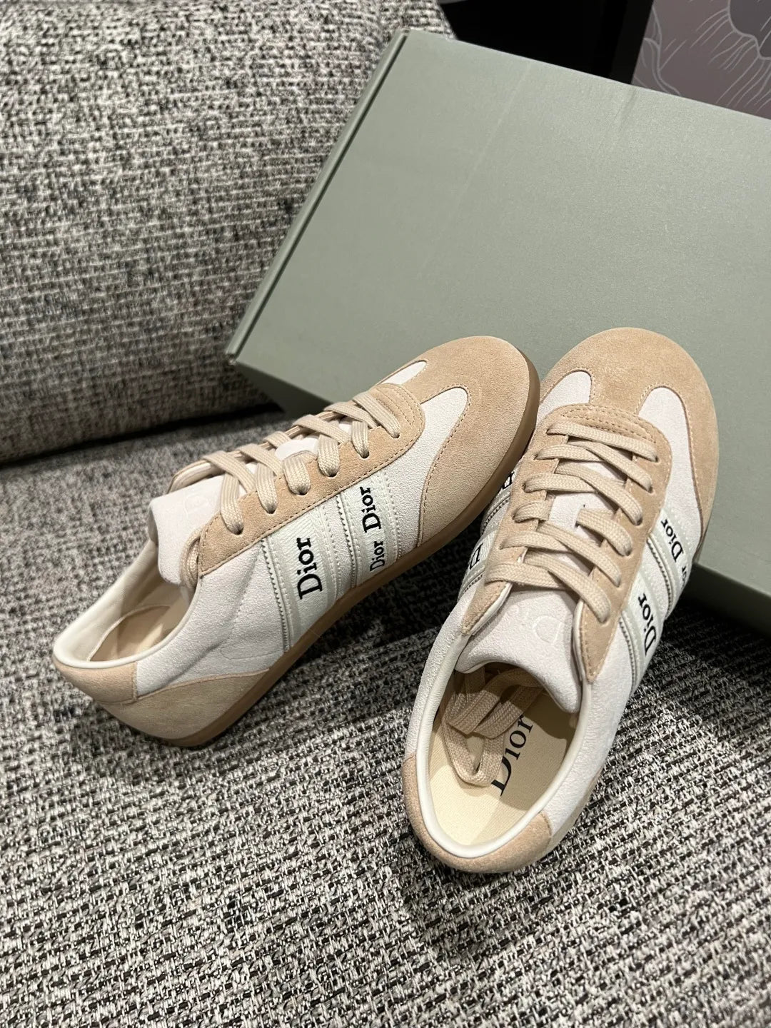 Dior 26Ss Women's Ribbon Embroidered Suede German Training Shoes
