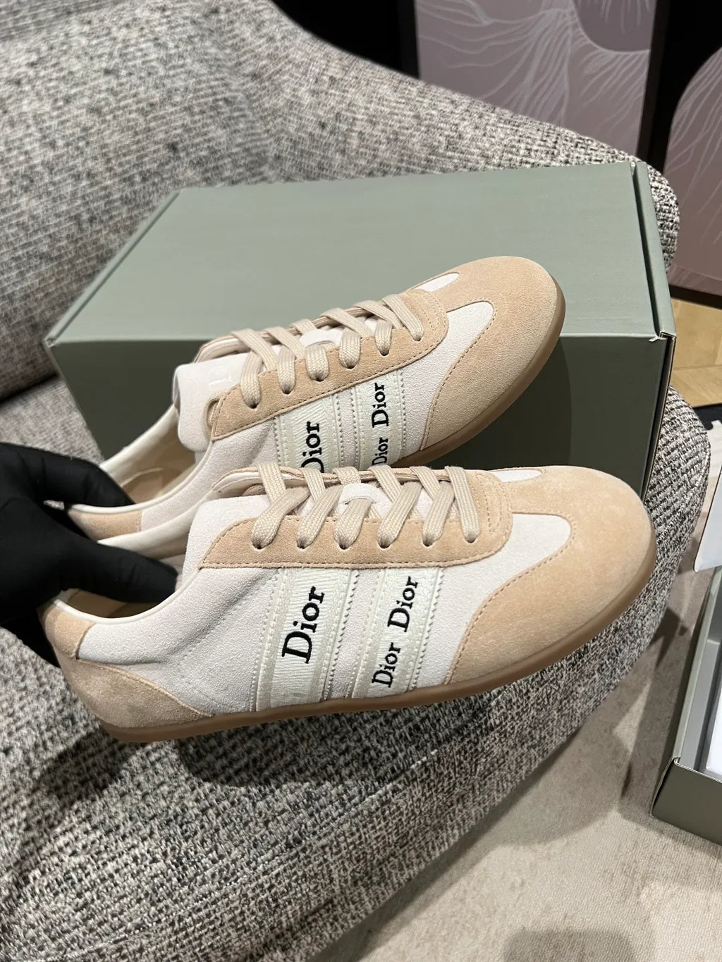 Dior 26Ss Women's Ribbon Embroidered Suede German Training Shoes