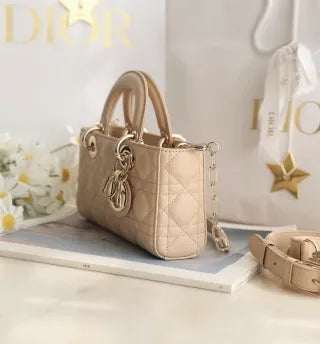 DIOR Lady D-Joy 8.7 in Handbag Apricot Medium