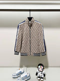 Dior Men's Oblique Logo Webbing Zip-Up Jacket Khaki