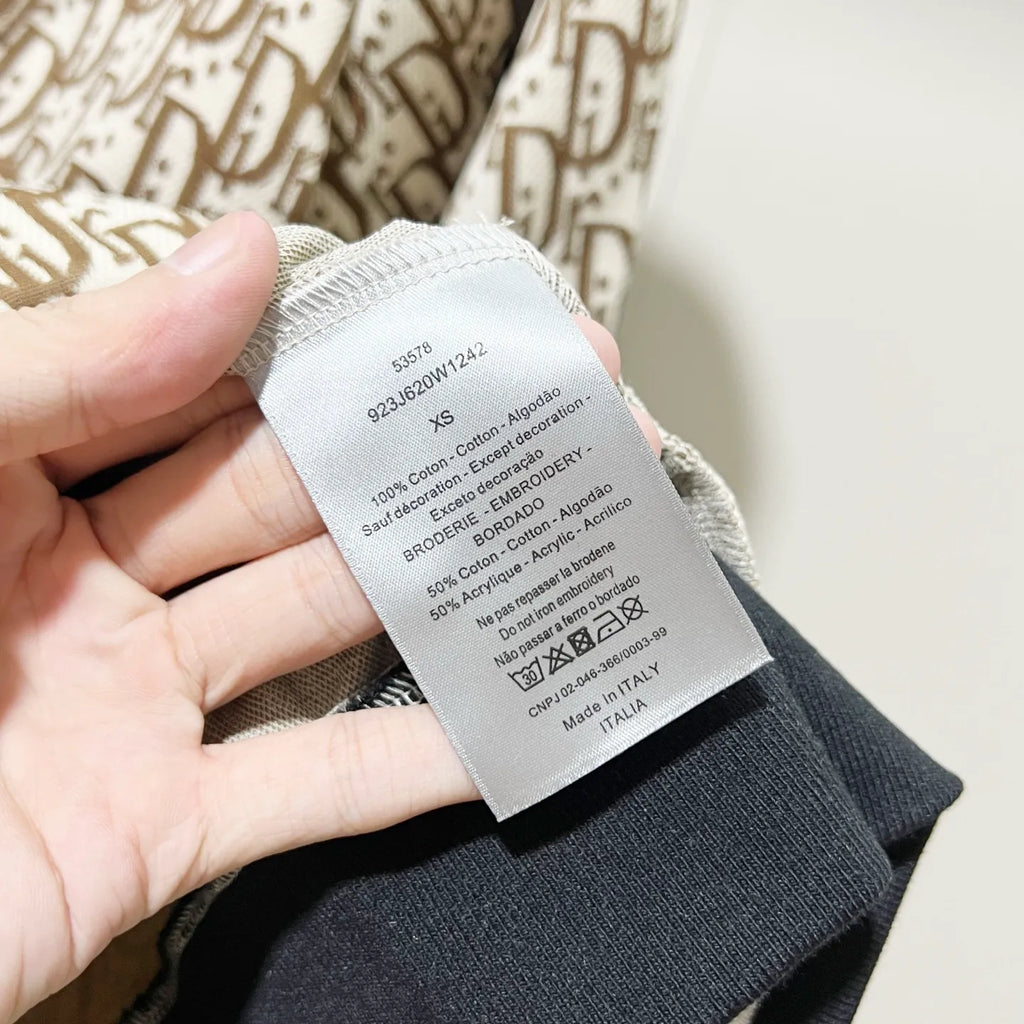 Dior Men's Oblique Logo Webbing Zip-Up Jacket Khaki