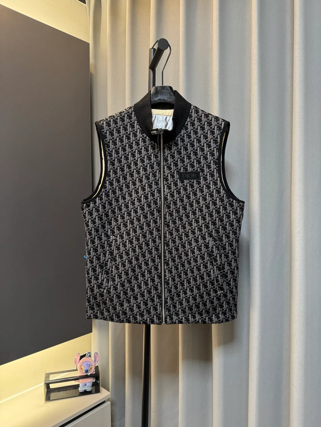 Dior Men's Oblique Monogram Quilted Knit Vest Black